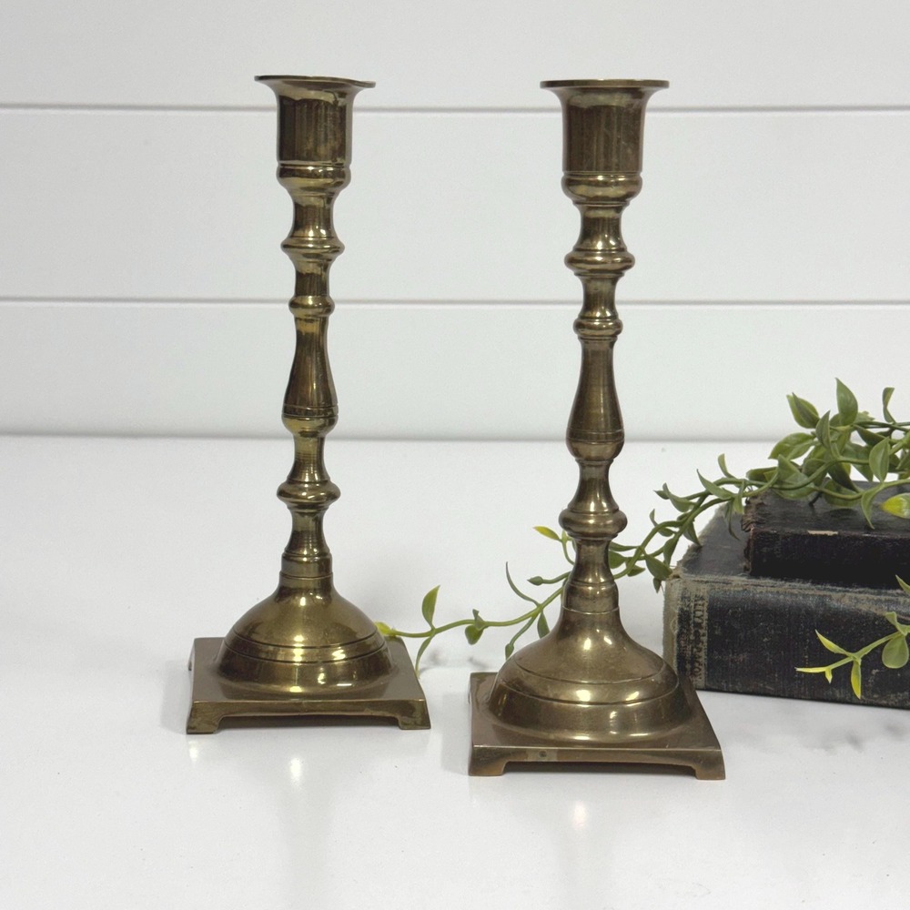 Vintage Brass candlestick set- 7.75" tall